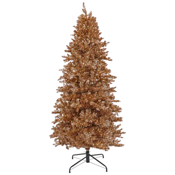 National Tree Company 10' Christmas Rose Gold Hinged Tree with 2720 Warm White