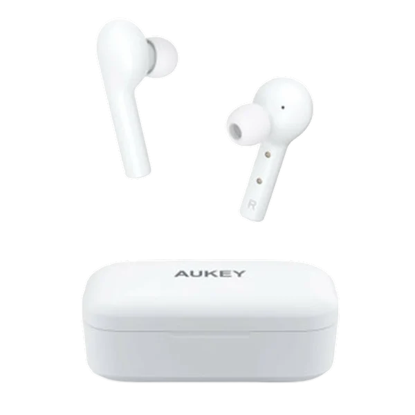 AUKEY True Wireless Earbuds, Bluetooth 5 Headphones with Immersive Sound (White)