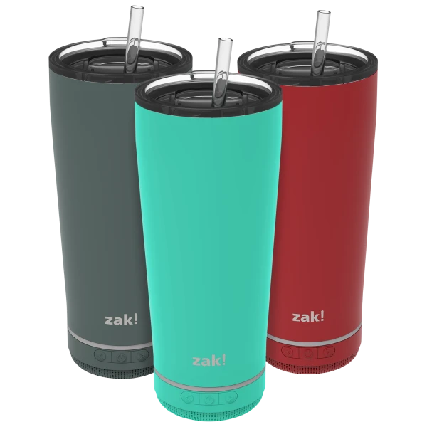 2-Pack: Zak! Play 18oz Stainless Steel Tumbler with Wireless Bluetooth Speaker