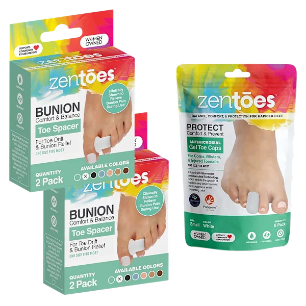 10-Pack: ZenToes Toe Separators & Bunion Correctors + Gel Toe Caps
