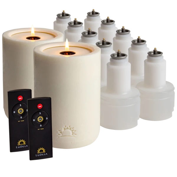 2-Pack: LuDela Gen2 Remote Control Real Flame Candles + 10 Refills