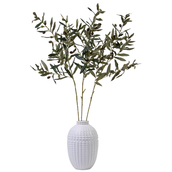 August & Leo 40" Olive Branch Arrangement In Embossed Ceramic Vase