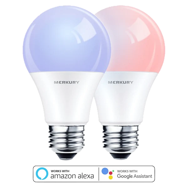 2-Pack: Merkury Color LED WiFi Bulbs