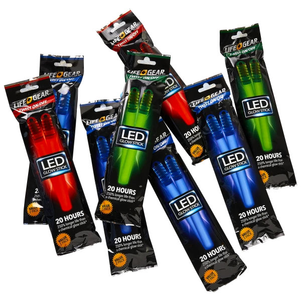 16-Piece Life Gear Twist On/Off LED Glow Sticks