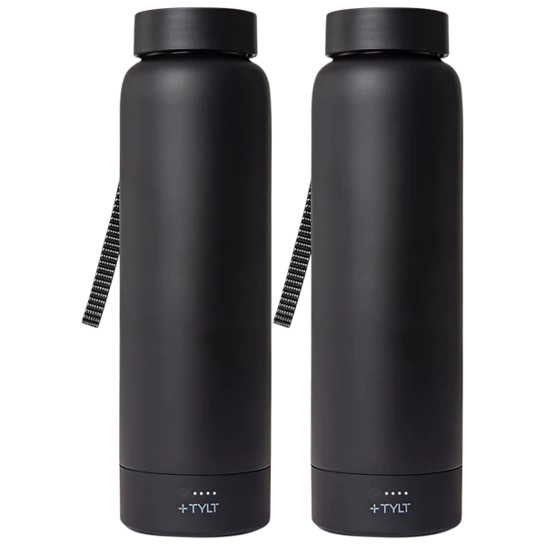 2-Pack: TYLT 24oz Power Water Bottle with Built-In Phone Chargers