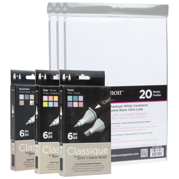 Spectrum Noir 18-Piece Classique Alcohol Markers + 60 Bonus Card Stock Pages