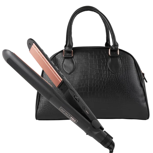 INFINITIPRO by Conair High Heat Flat Iron with Premium Overnight Bag