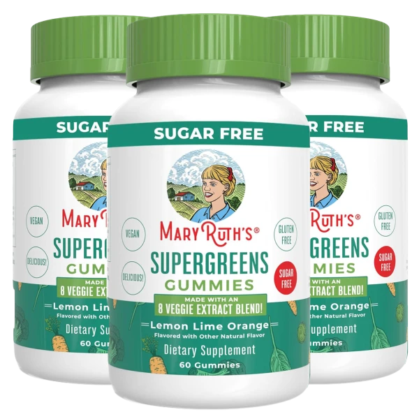 3-Pack: Mary Ruth's Supergreens Gummies (Lemon Lime Orange)