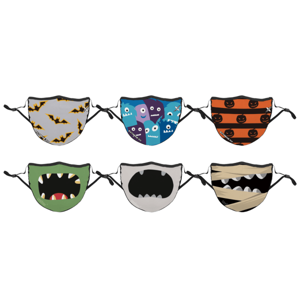6-Pack: Extreme Fit Halloween Two-Layer Reusable Mask With Adjustable Earloop