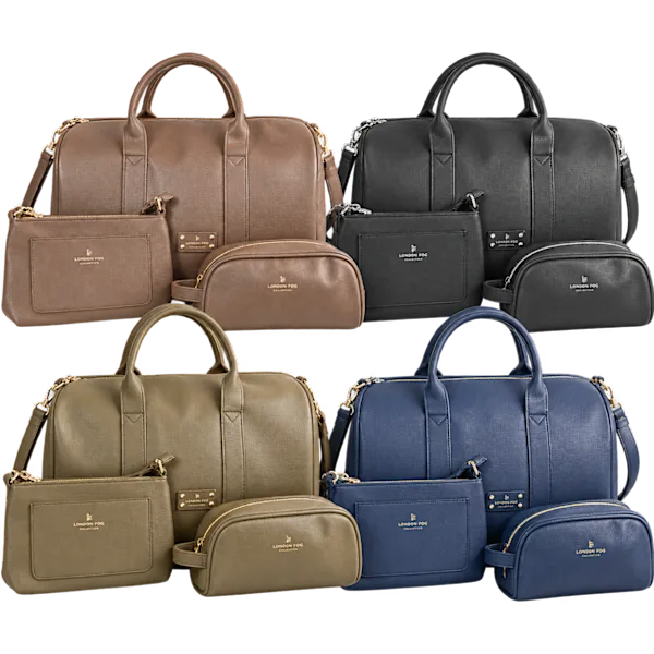 London Fog Jessica 3-Piece Pebbled Vegan Leather Duffel Set