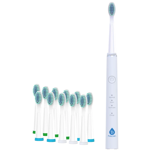 Pursonic USB Rechargeable Sonic Toothbrush with 12 Brush Heads