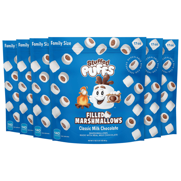 6-Pack: Family Size Stuffed Puffs Chocolate-Filled Marshmallows