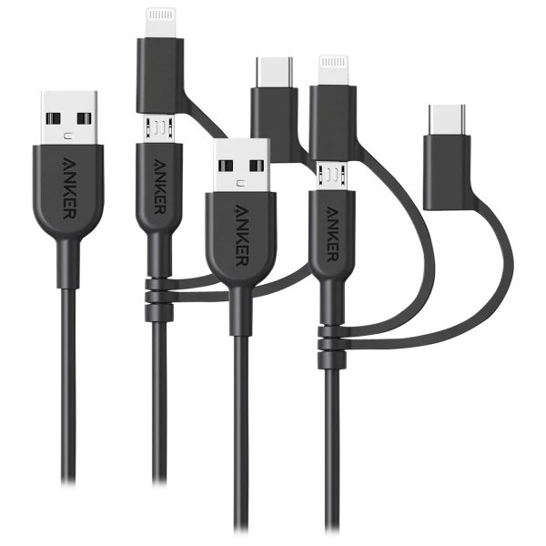 2-Pack: Anker PowerLine II 3-in-1 Micro, Lightning, USB-C Cable (3ft)