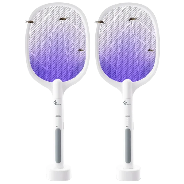 2-Pack: Gloue 3000 Volt Rechargeable Electric Fly Swatters with Stands