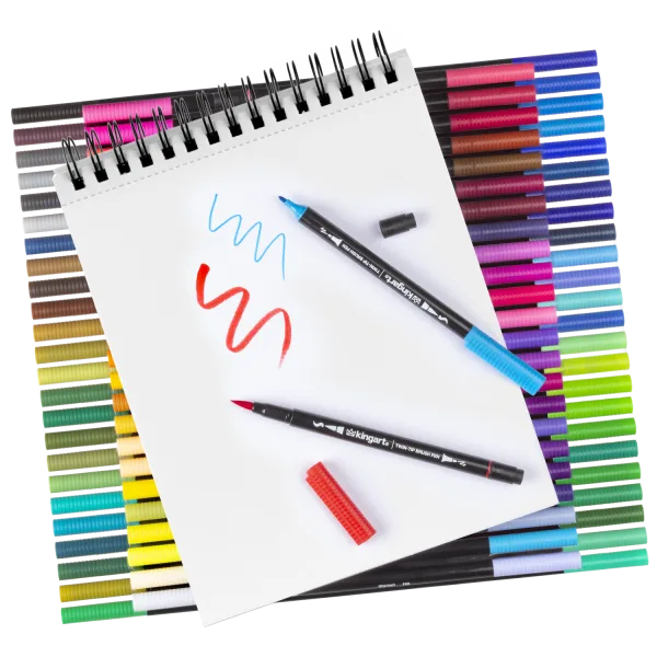 KingArt PRO Twin-Tip™ 96-Color Marker Set with 8"x10" 60 Sheet Mixed Media Pad