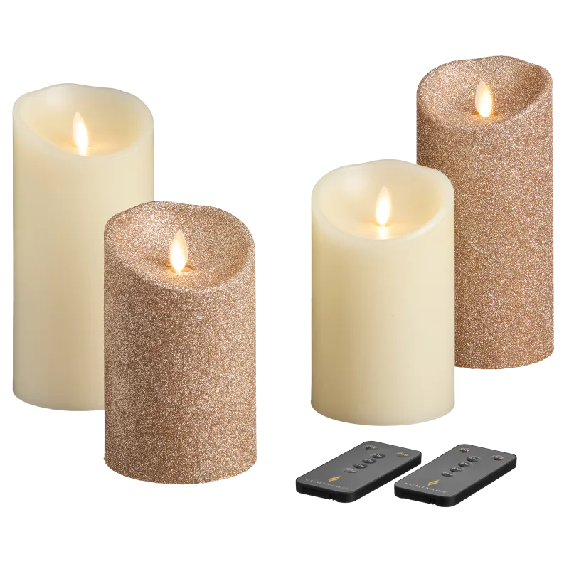 Luminara 4-Piece Flameless Smooth & Glitter Candles