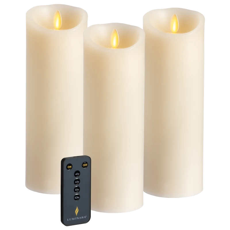 3-Pack: Luminara Flameless 8.5" Pillar Candles with Remote