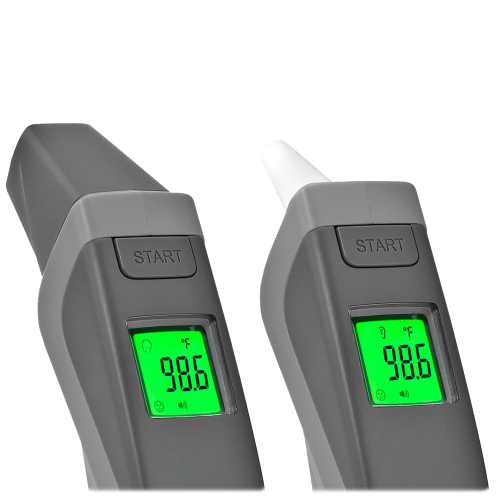 Dual usage functionality allows for contactless forehead readings & gentle ear mode
