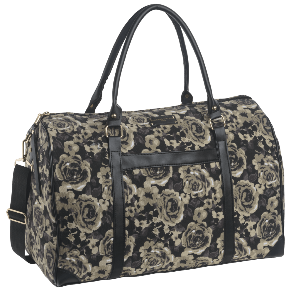 This Rose Print with Gray Trim weekender bag is the perfect tote to hold everything you need for a weekend away