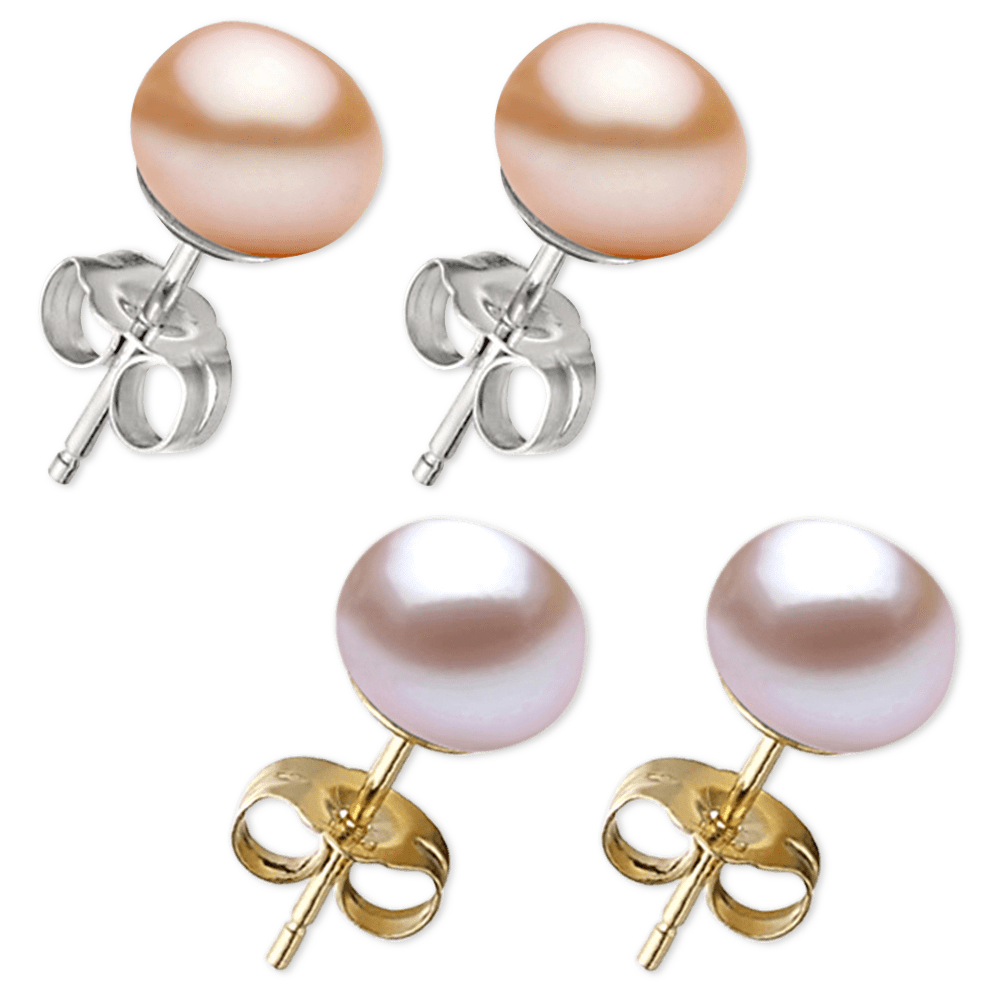 Peach Pearls w/ White Gold & Lilac Pearls w/ Yellow Gold