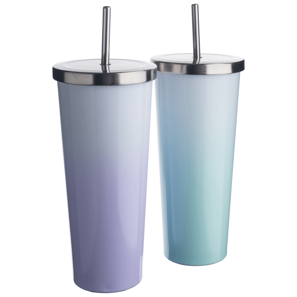 2-Pack: 24oz Ombre Tumblers (Purple & Green)