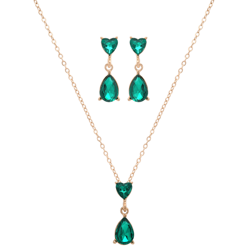 Saffron Emerald Heart & Teardrop Set