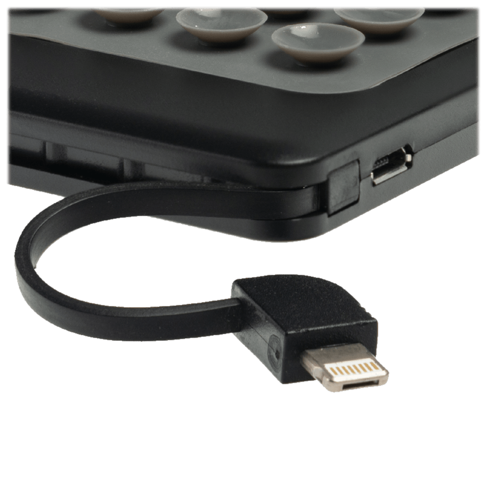 Built-in 2-in-1 Lightning (Apple) / Micro-USB Charging Cable