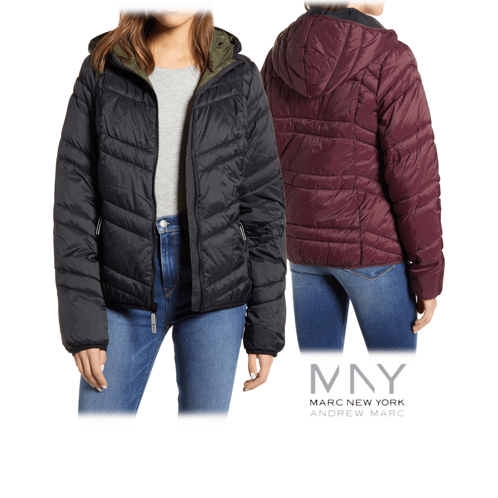 Marc New York Performance Packable Hooded Colorblock Jacket
