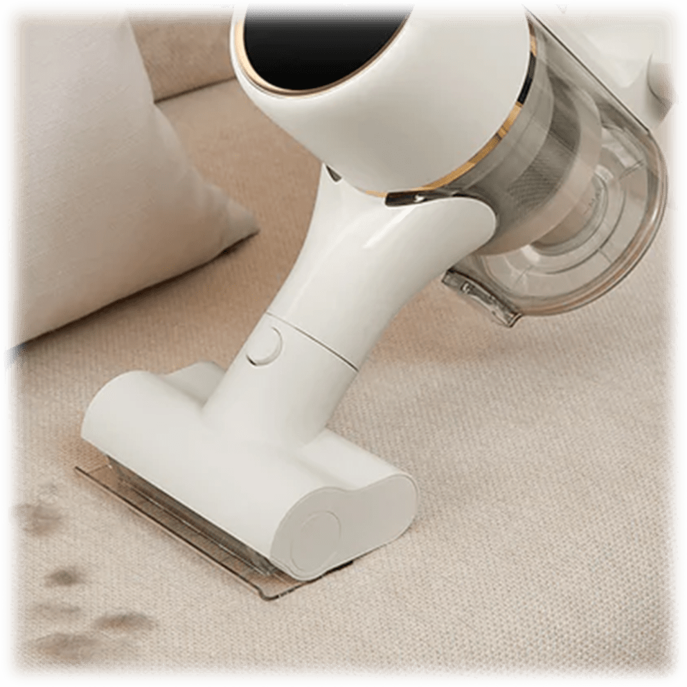 Quickly transforms into a handheld vacuum for cleaning upholstery, car interiors, & hard-to-reach areas