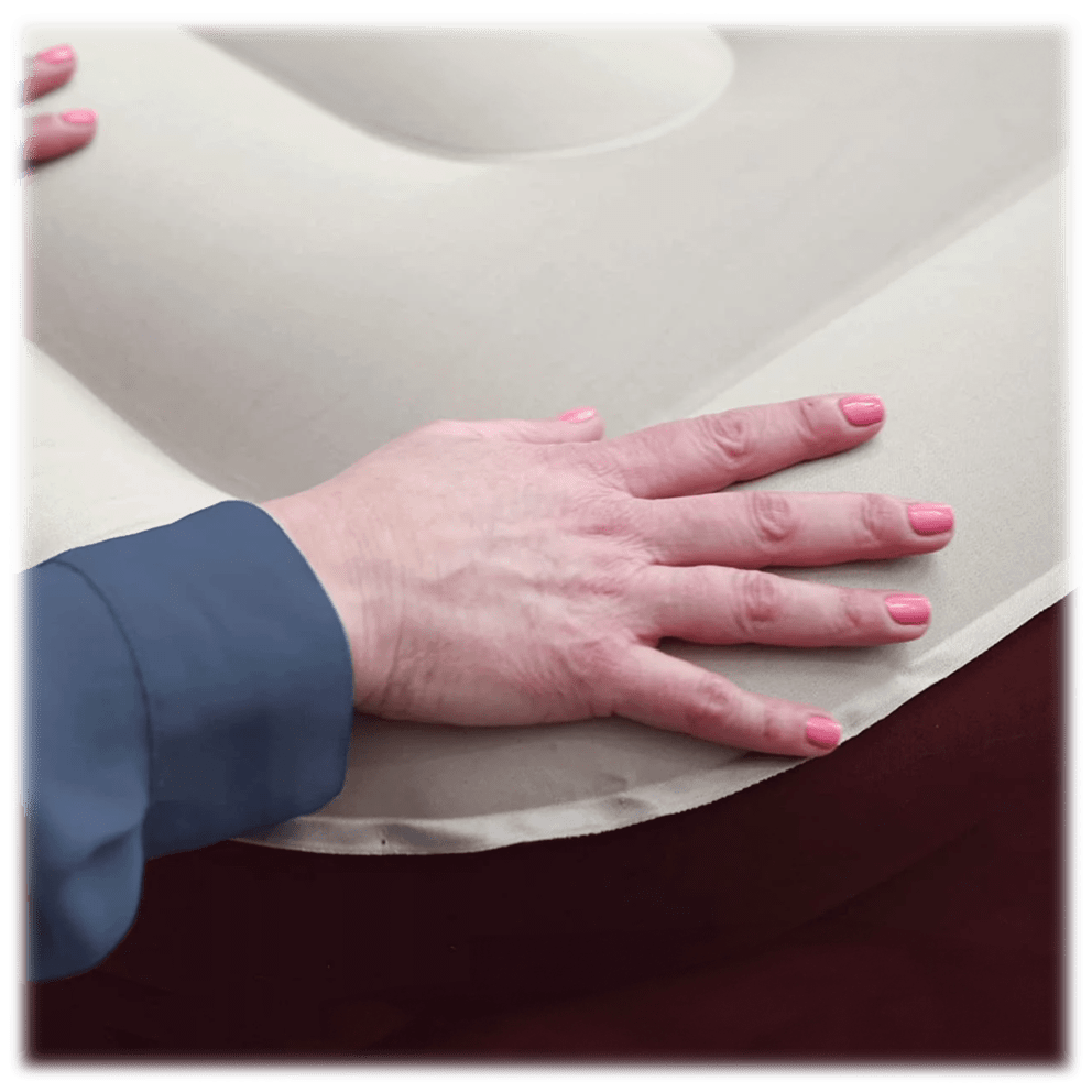 Crafted from robust microfiber, this inflatable bed is puncture-resistant, ensuring worry-free slumber & durability