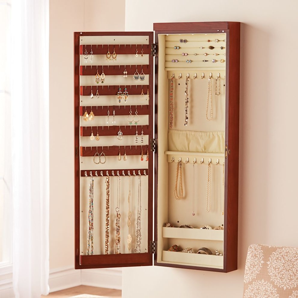 The 45" Wall Mounted Lighted Jewelry Armoire