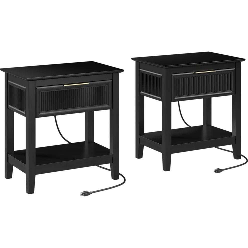 2-Pack Camille Fluted End Tables with Hidden Charging