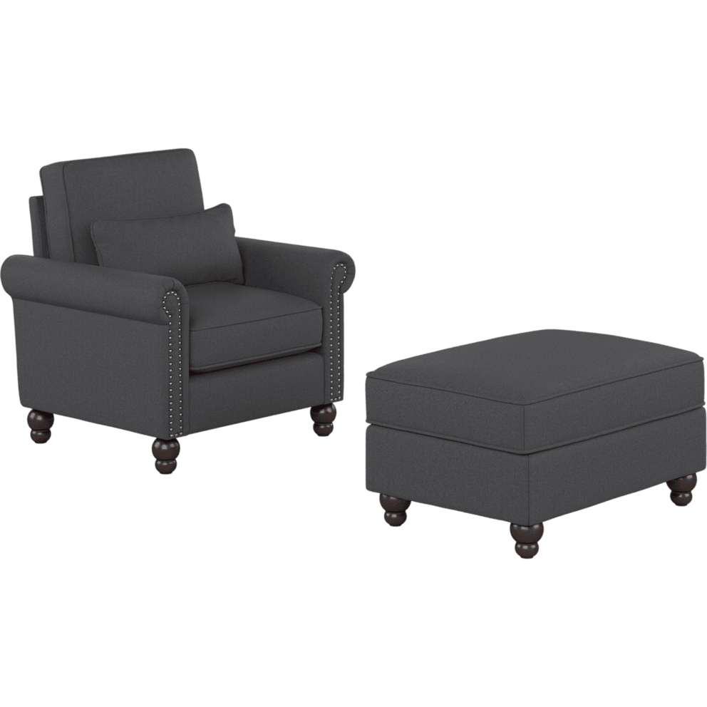 Charcoal Gray Herringbone Fabr