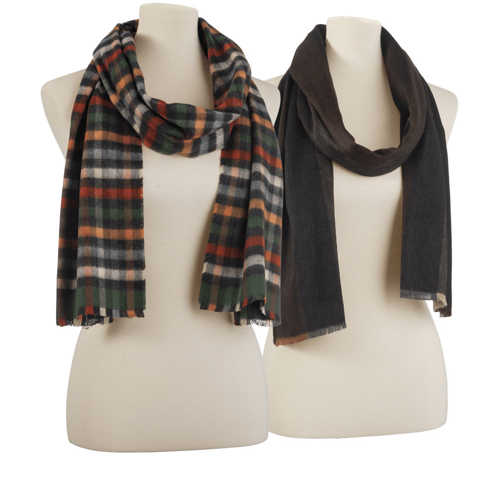 Orange/Green Checkered or Brown Herringbone