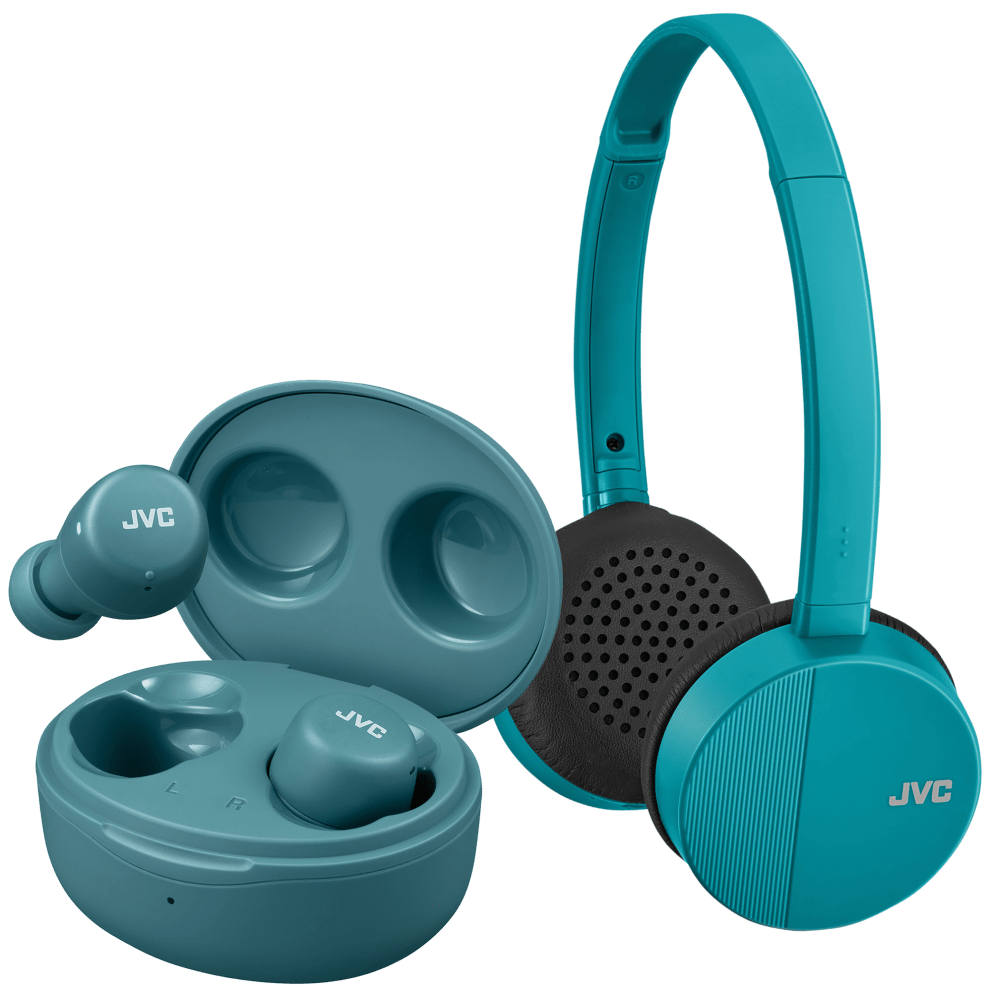 Green (Mini Earbuds) + Teal (Flats On-Ear Headphones)