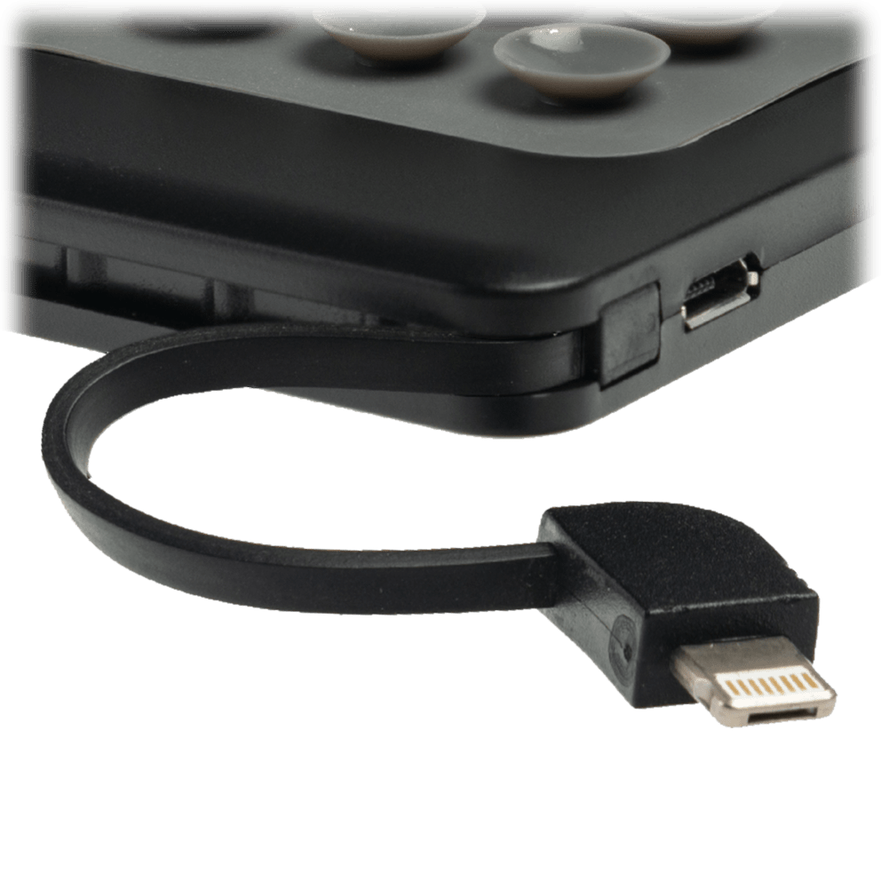 Built-in 2-in-1 Lightning (Apple) / Micro-USB Charging Cable