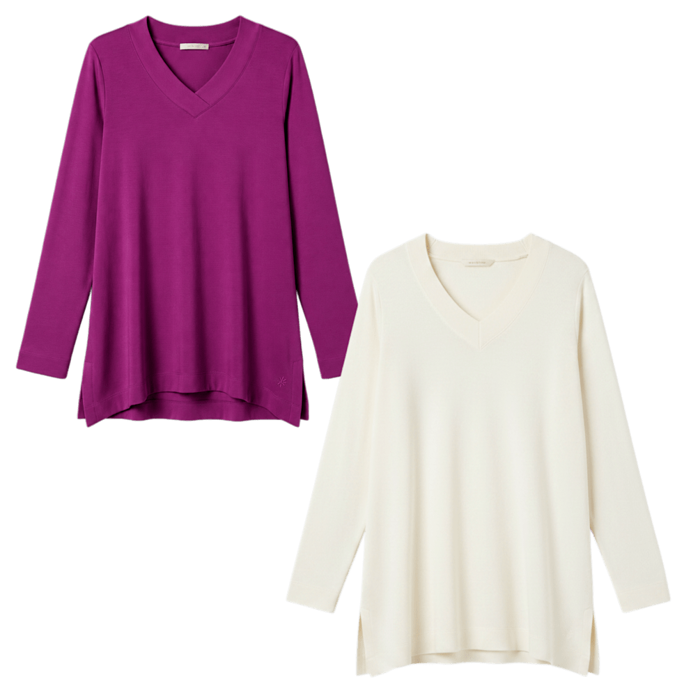 V-Neck Cream + Purple Grape