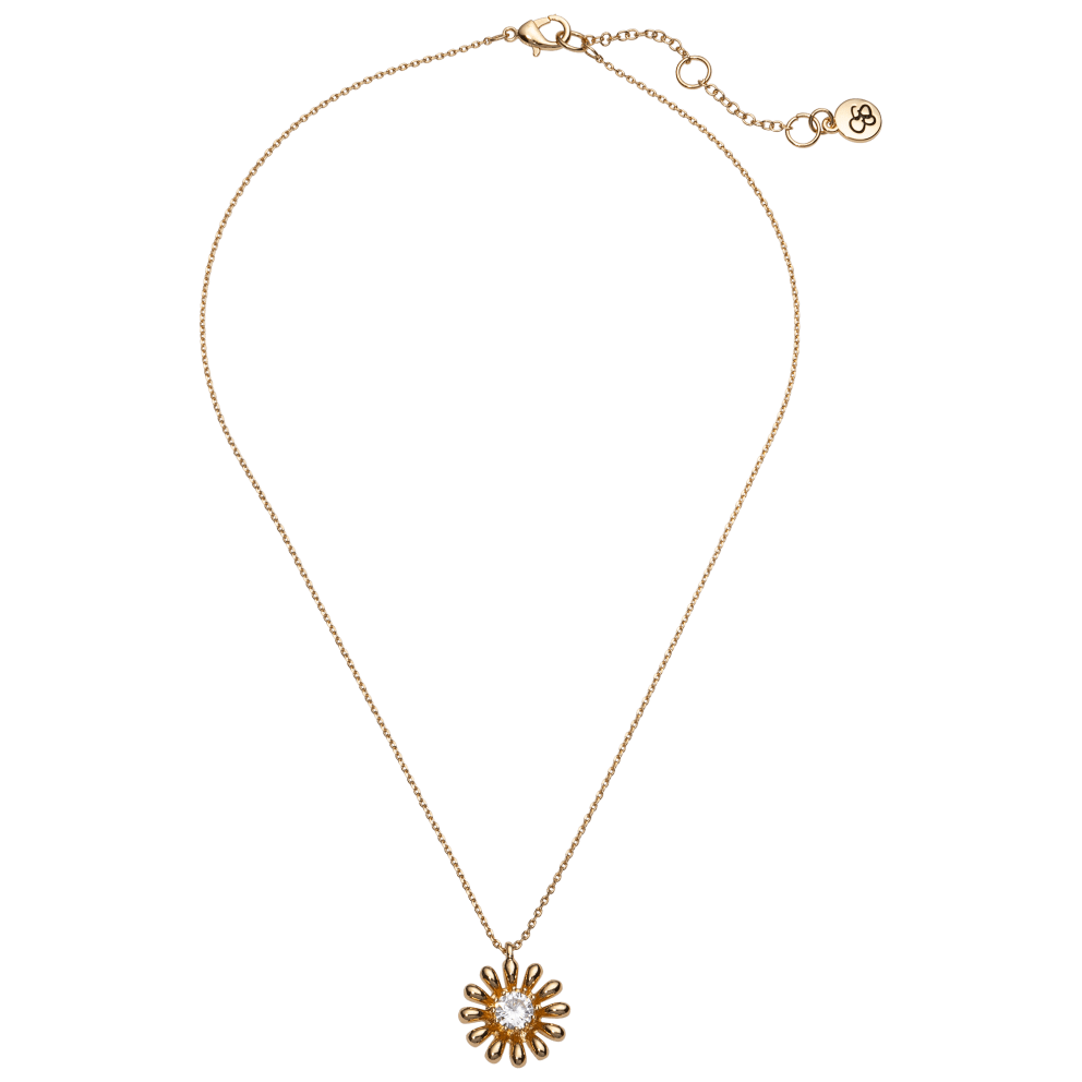 16" Daisy Delicate Pendant Necklace - Gold Tone