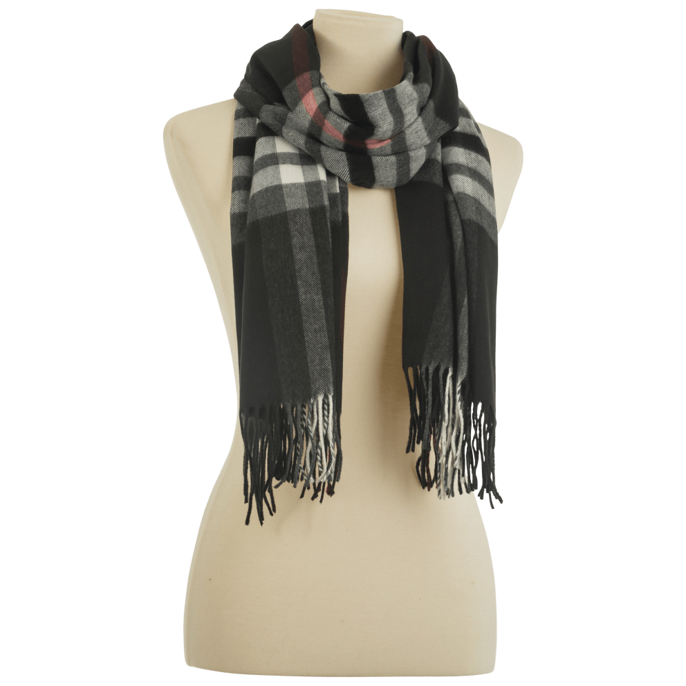 Rectangular Blanket Wrap Scarf Black/Light Grey