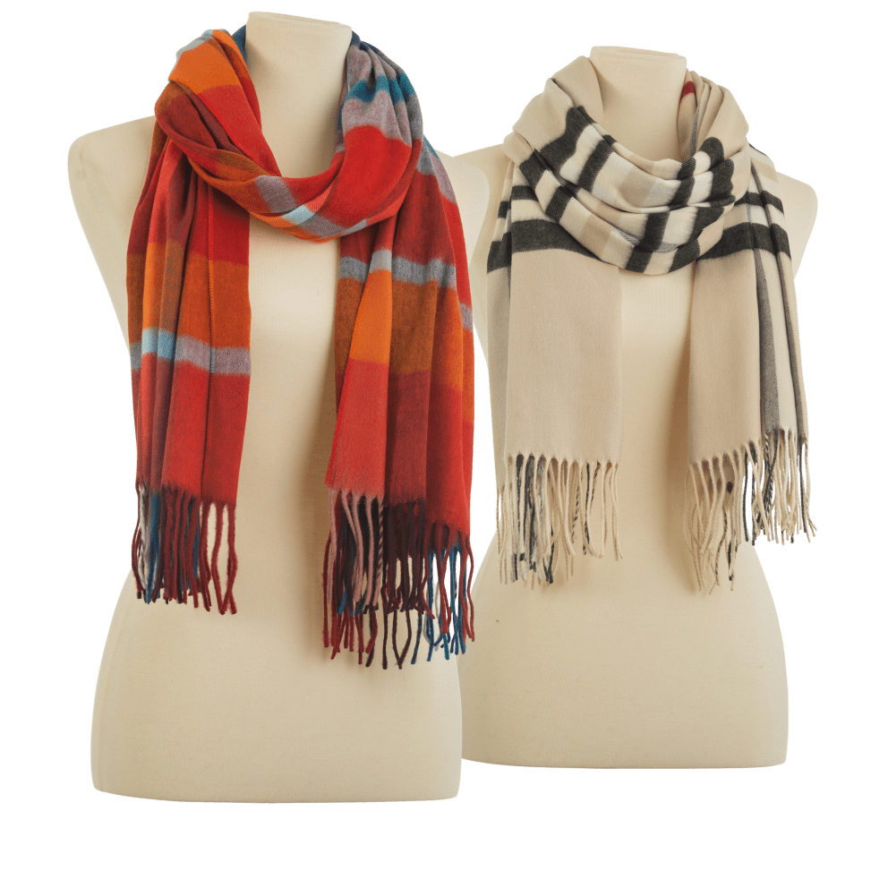 Orange/Blue Plaid and Beige