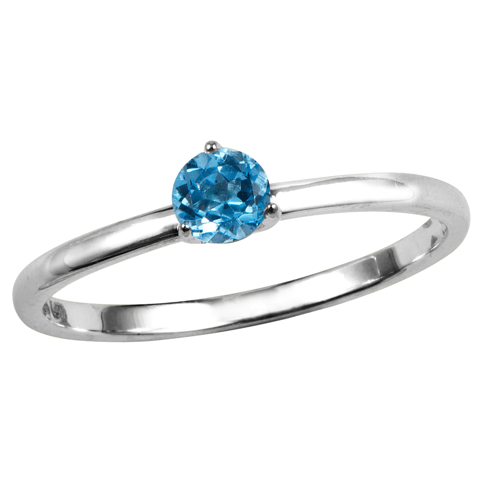 Sterling Silver Aqua Blue Topaz Solitaire