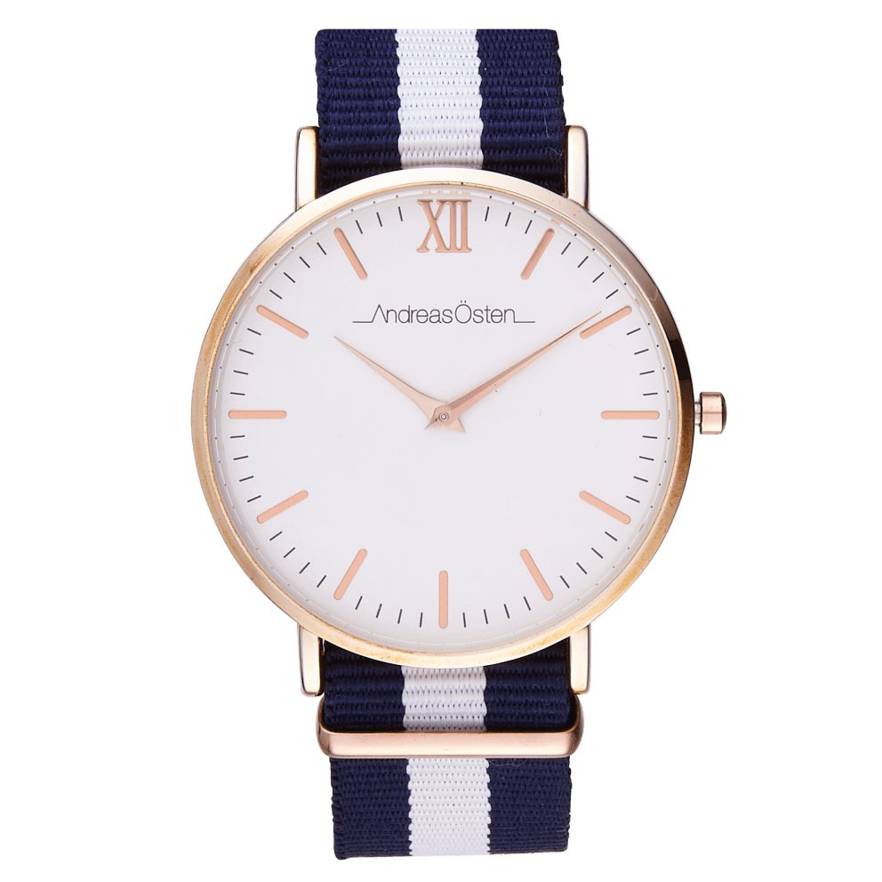 Rose Gold/Navy & White with Roman Numerals