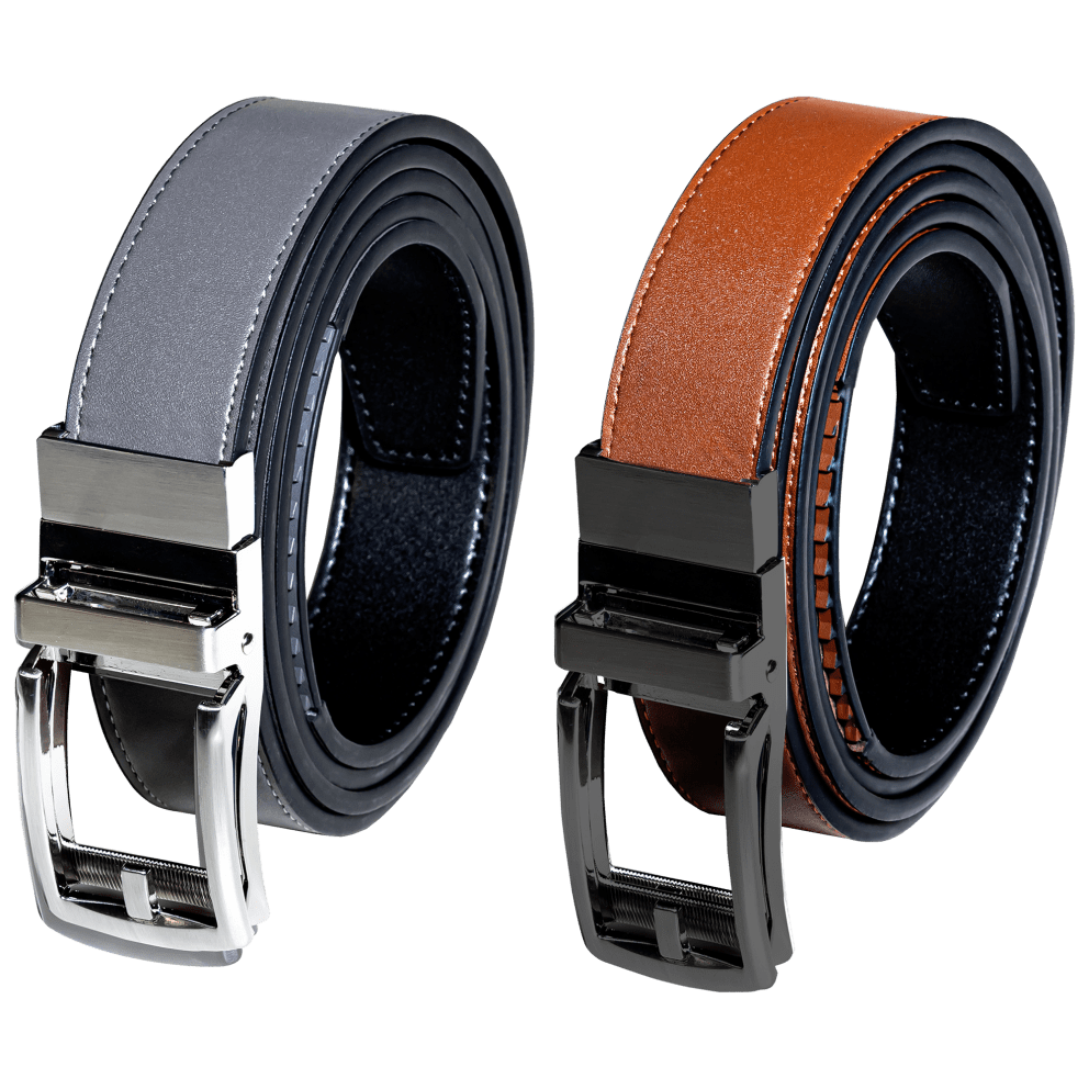 Black/Grey Strap with Silver Buckle & Black/Cognac Strap with Black Buckle
