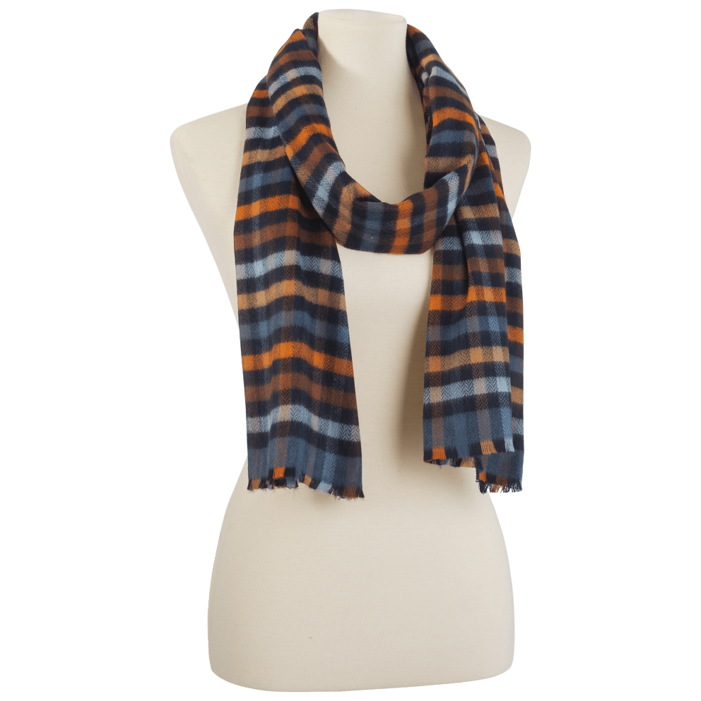 Cashmink Scarf Orange/Blue Checkered