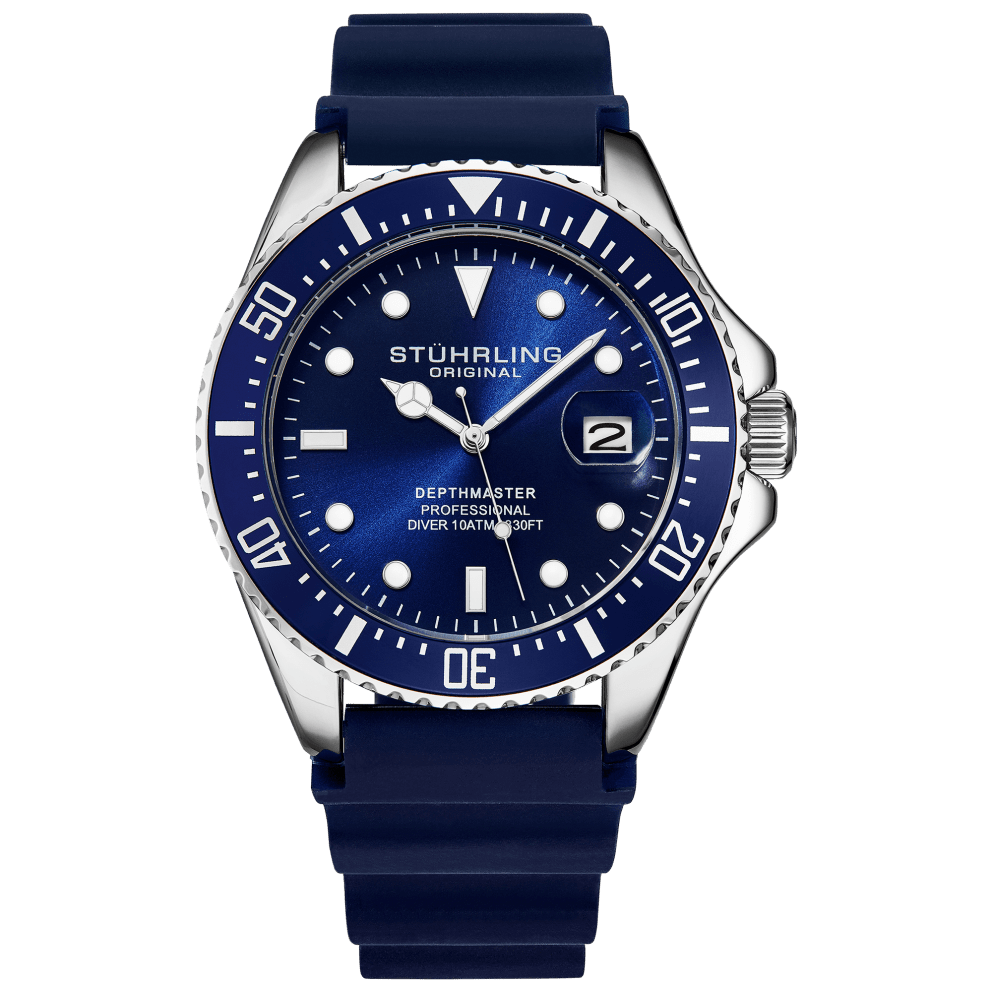 Silver Case and Blue Rubber Strap Watch