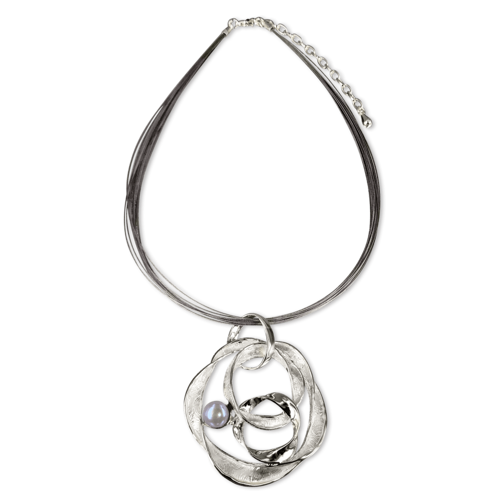 Silver-Gray Pearl with White Gold Setting