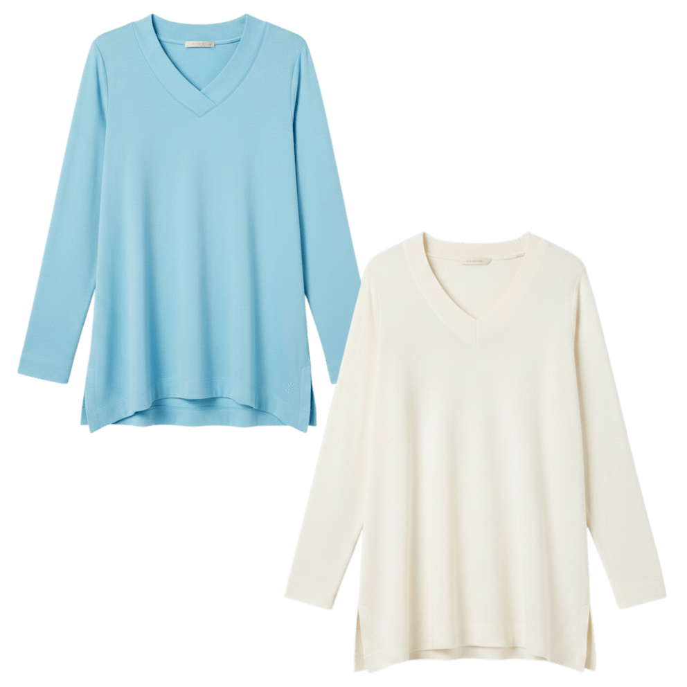 V-Neck Cream + Ocean Breeze