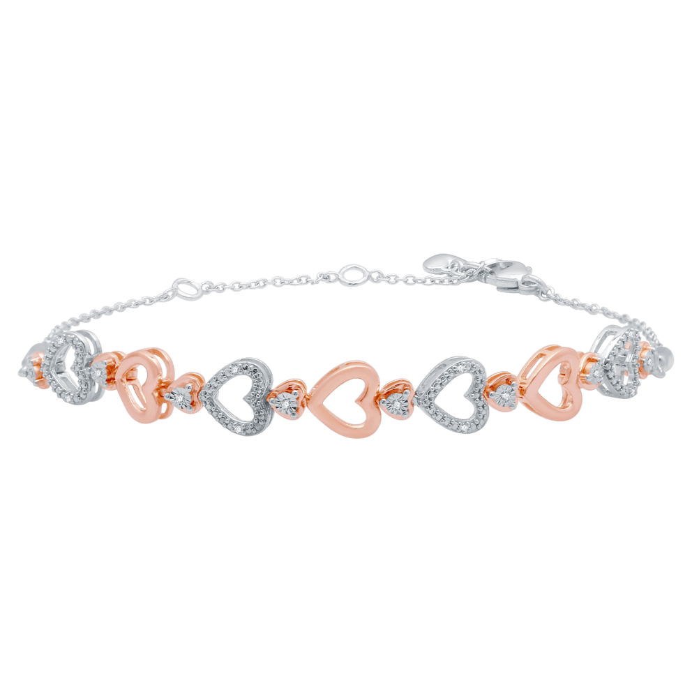 Double Heart Rose Gold and White Gold