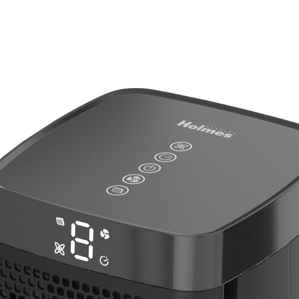 The touch control panel and LCD display allows for easy control of the air purifier settings