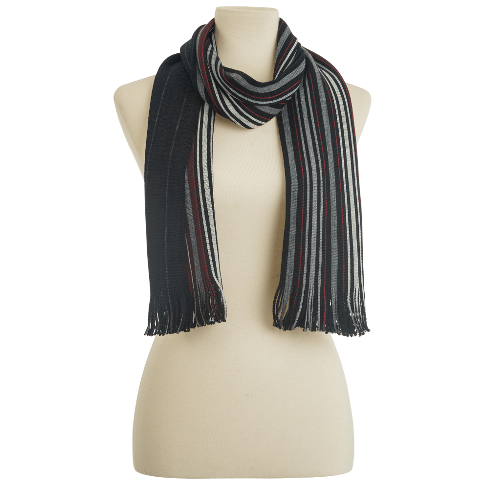 Wool Scarf Red/Grey Stripe